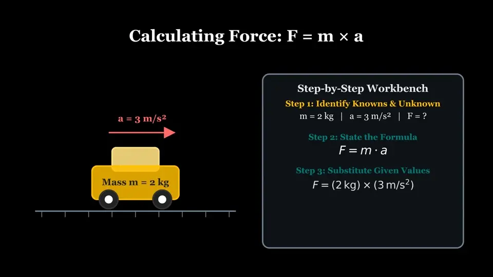 A frame from the generated Newton’s laws lesson